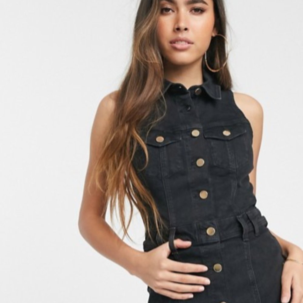 River Island Black Denim Dress